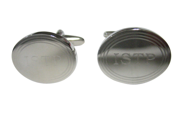 Silver Toned Etched Oval Myers Briggs ISTP Cufflinks