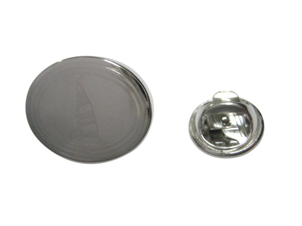 Silver Toned Etched Oval Nautical Sail Boat Lapel Pin