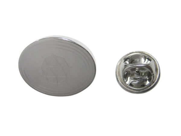 Silver Toned Etched Oval Polyhedral Virus Lapel Pin