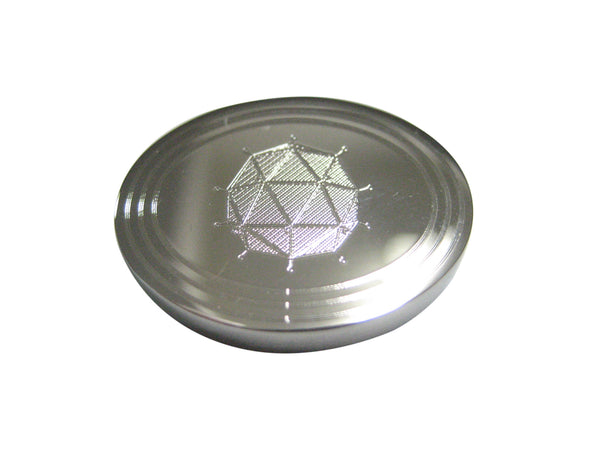 Silver Toned Etched Oval Polyhedral Virus Magnet