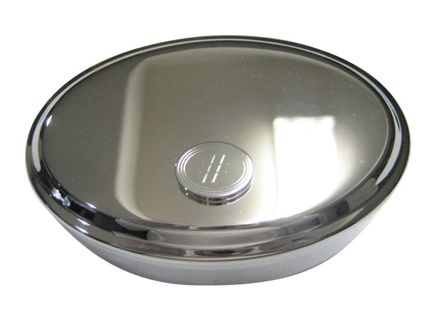 Silver Toned Etched Oval Pound Hash Tag Symbol Oval Trinket Jewelry Box