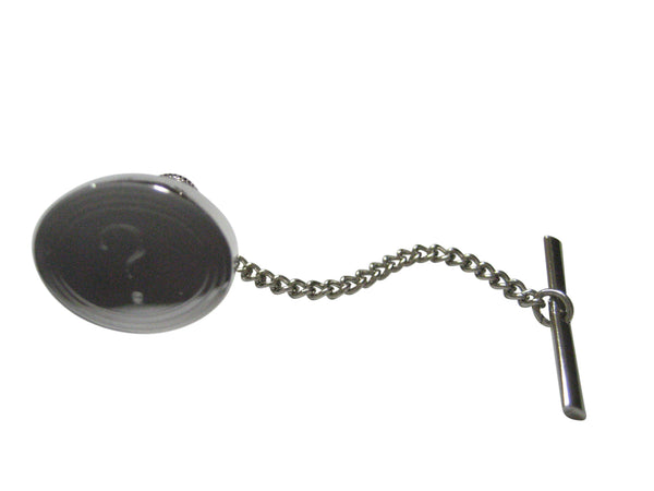Silver Toned Etched Oval Question Mark Tie Tack
