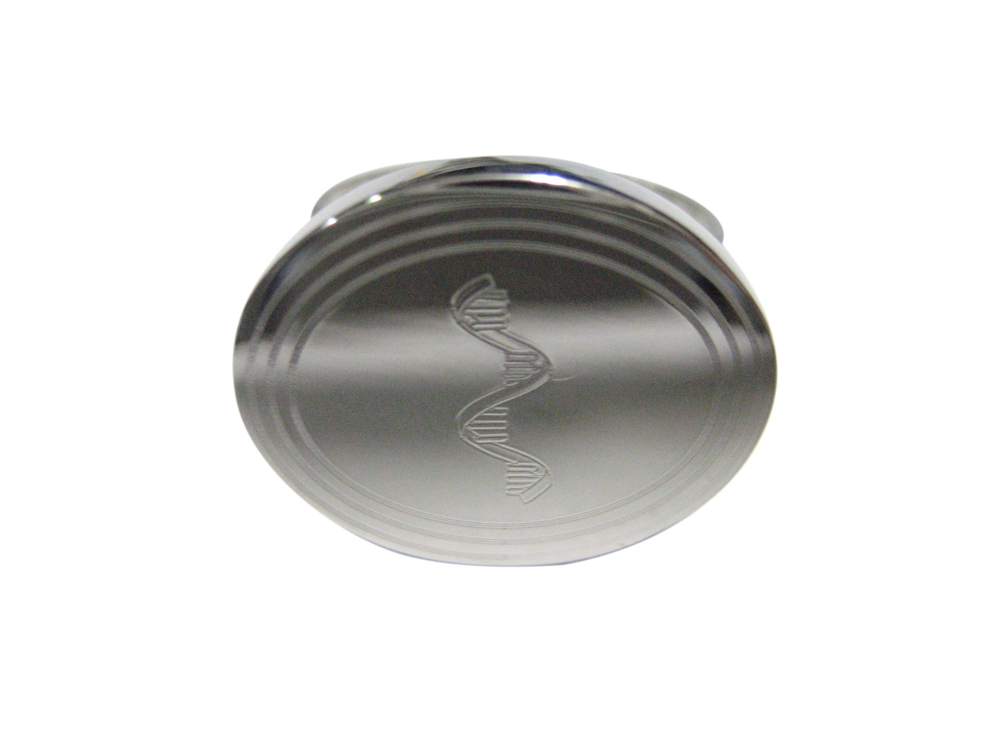 Silver Toned Etched Oval RNA Ribonucleic Acid Molecule Adjustable Size Fashion Ring