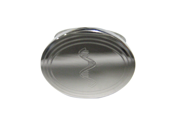 Silver Toned Etched Oval RNA Ribonucleic Acid Molecule Adjustable Size Fashion Ring