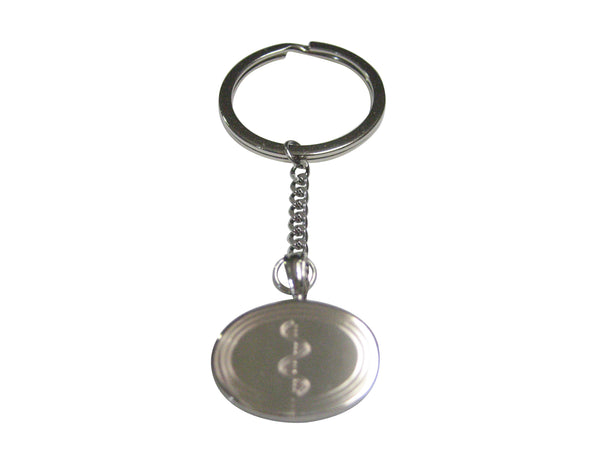 Silver Toned Etched Oval RNA Ribonucleic Acid Molecule Pendant Keychain