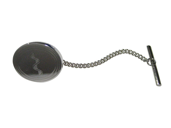 Silver Toned Etched Oval RNA Ribonucleic Acid Molecule Tie Tack