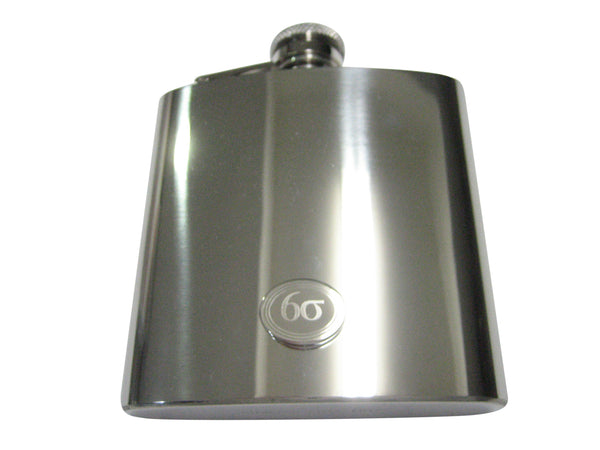 Silver Toned Etched Oval Six Sigma 6oz Flask