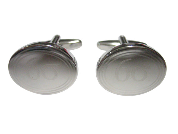 Silver Toned Etched Oval Six Sigma Cufflinks