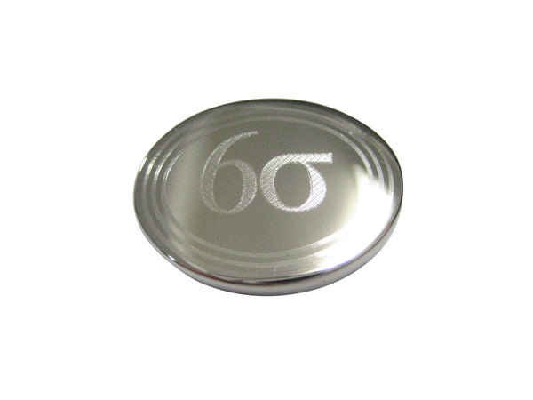 Silver Toned Etched Oval Six Sigma Magnet