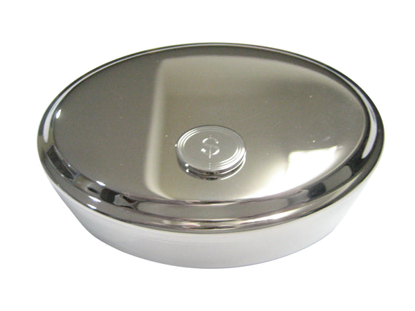 Silver Toned Etched Oval U.S. Dollar Sign Pendant Oval Trinket Jewelry Box