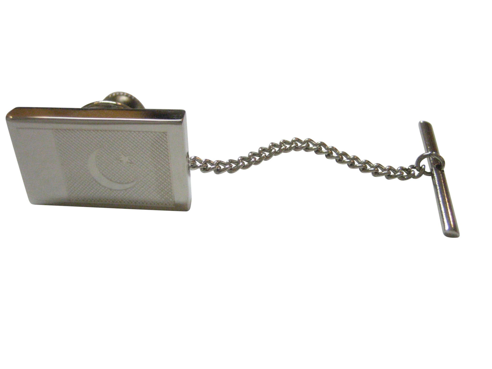 Silver Toned Etched Pakistan Flag Tie Tack