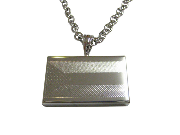Silver Toned Etched Palestine Flag Pendant Necklace