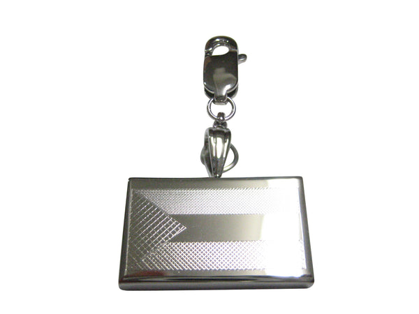 Silver Toned Etched Palestine Flag Pendant Zipper Pull Charm