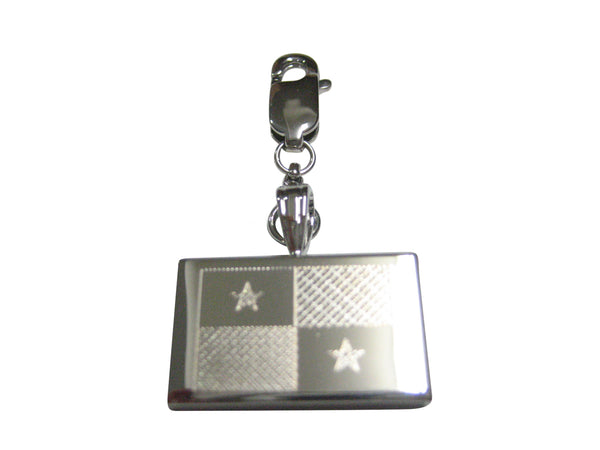 Silver Toned Etched Panama Flag Pendant Zipper Pull Charm