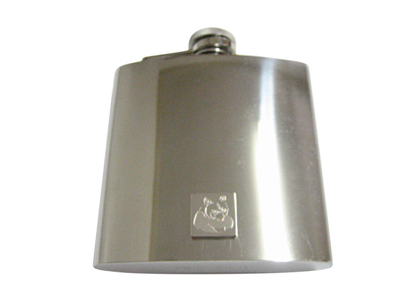 Silver Toned Etched Panda Bear 6 Oz. Stainless Steel Flask