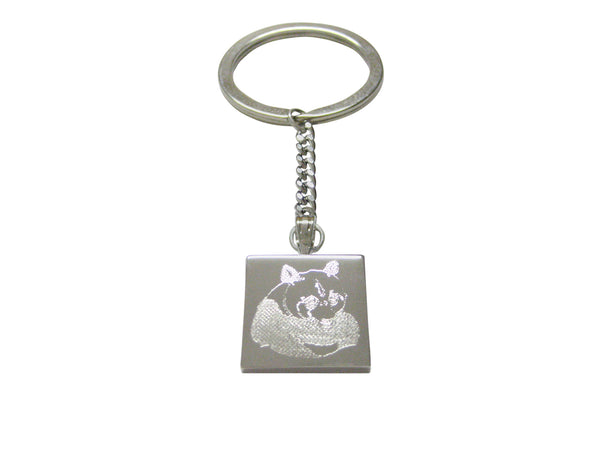 Silver Toned Etched Panda Bear Keychain
