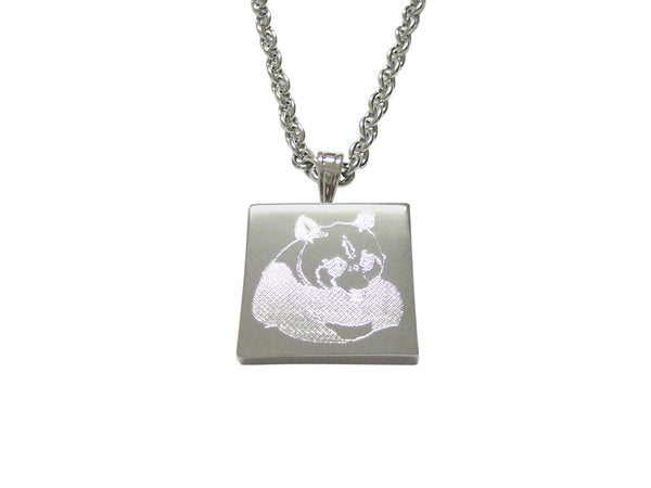 Silver Toned Etched Panda Bear Pendant Necklace