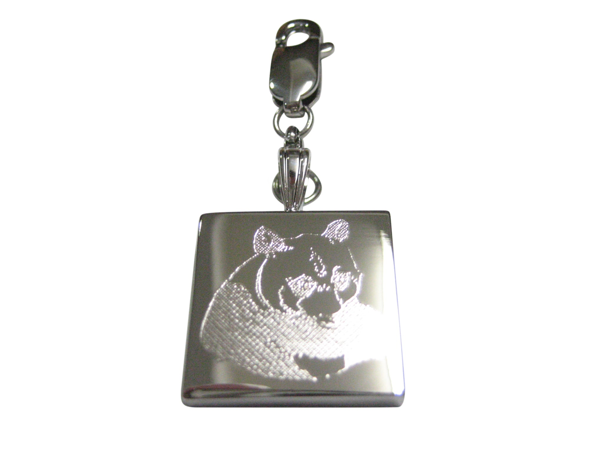 Silver Toned Etched Panda Bear Pendant Zipper Pull Charm