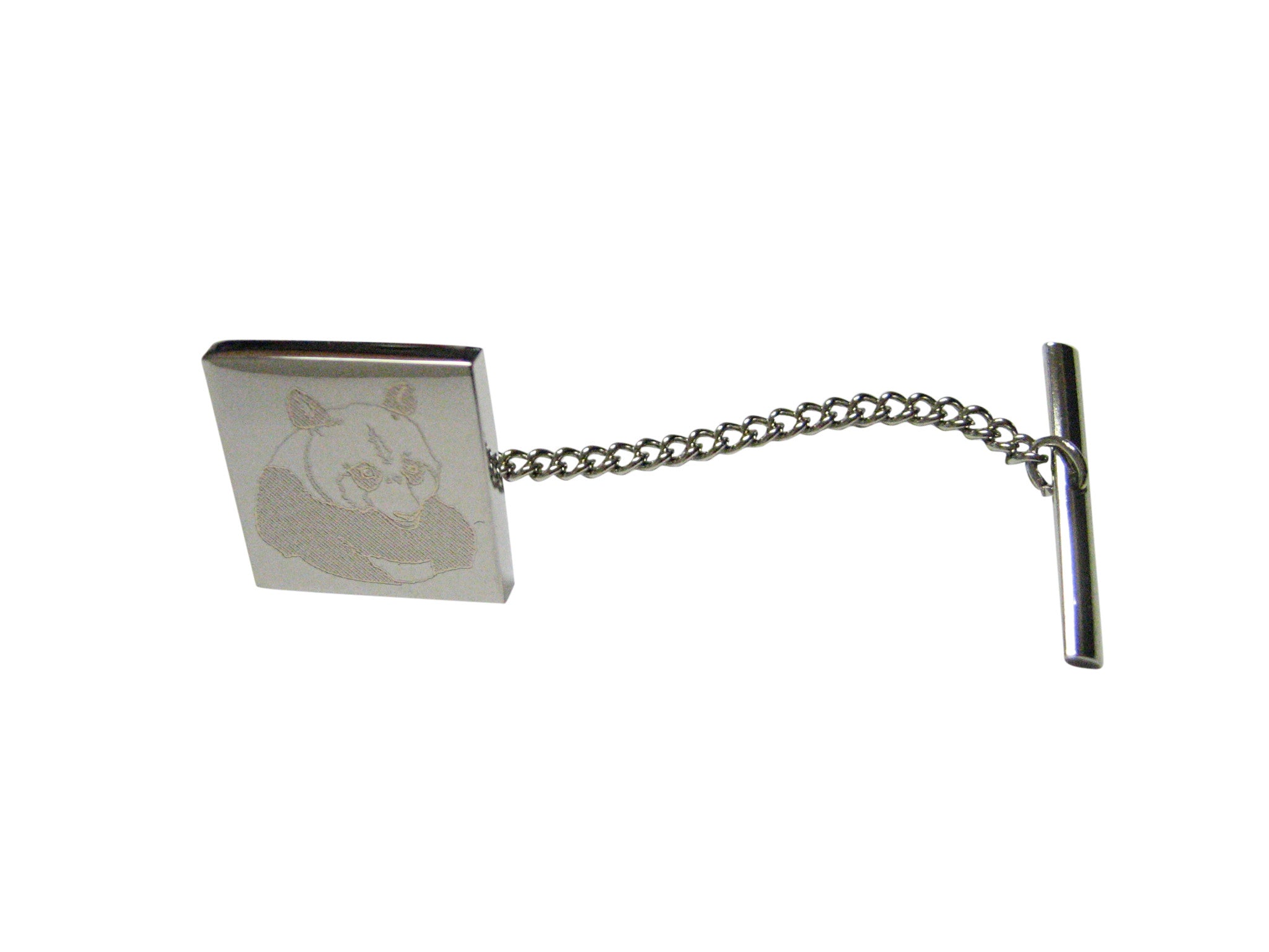Silver Toned Etched Panda Bear Tie Tack