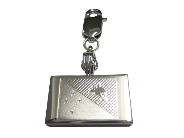 Silver Toned Etched Papua New Guinea Flag Pendant Zipper Pull Charm