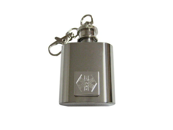 Silver Toned Etched Paramedic Star of Life Symbol 1 Oz.  Stainless Steel Key Chain flask