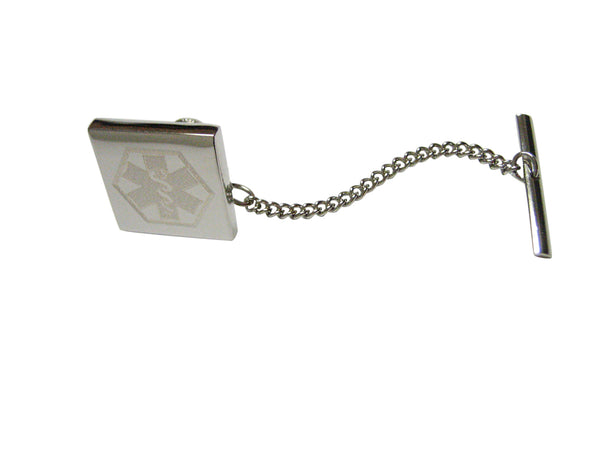 Silver Toned Etched Paramedic Star of Life Symbol Tie Tack