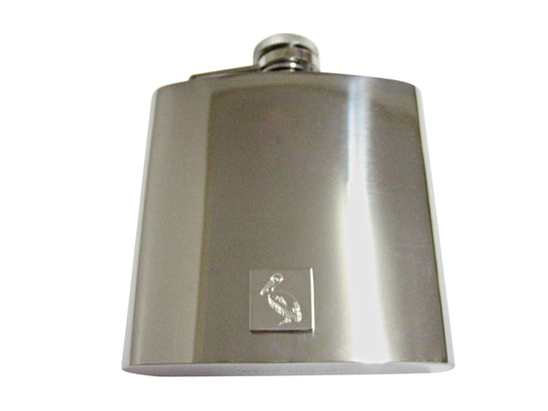 Silver Toned Etched Pelican Bird 6 Oz. Stainless Steel Flask