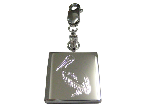 Silver Toned Etched Pelican Bird Pendant Zipper Pull Charm