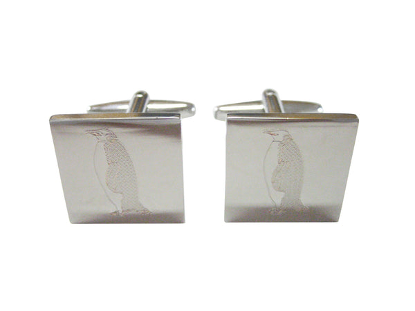 Silver Toned Etched Penguin Cufflinks
