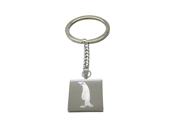 Silver Toned Etched Penguin Keychain