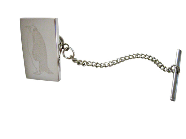 Silver Toned Etched Penguin Tie Tack