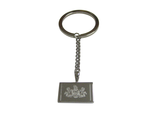 Silver Toned Etched Pennsylvania State Flag Pendant Keychain