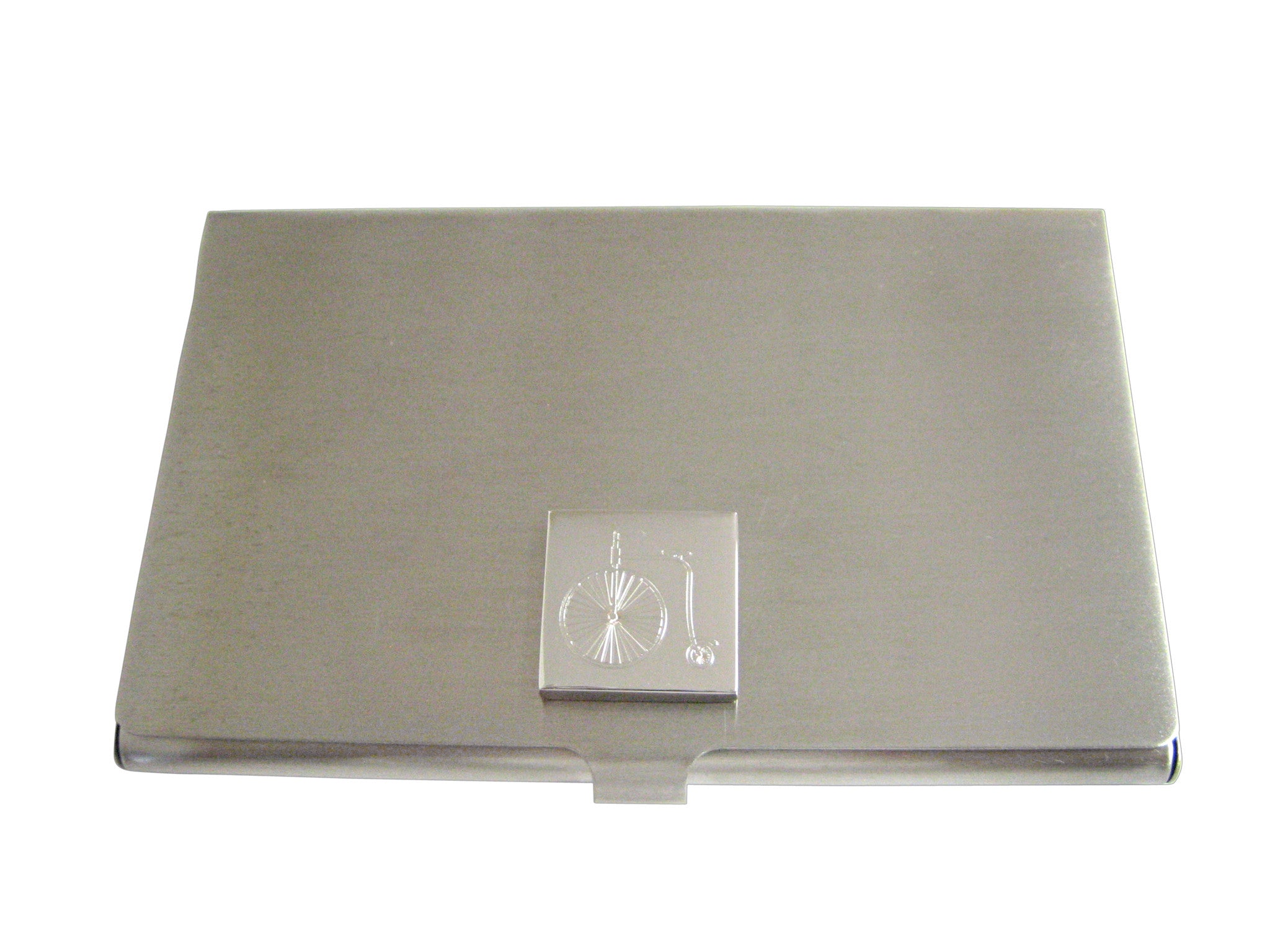 Silver Toned Etched Penny Farthing Bicycle Business Card Holder