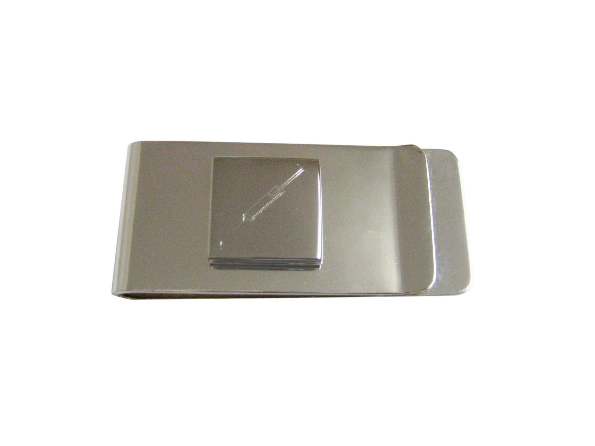 Silver Toned Etched Phlebotomist Hypodermic Needle Money Clip