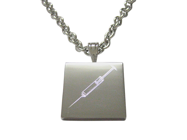 Silver Toned Etched Phlebotomist Hypodermic Needle Necklace