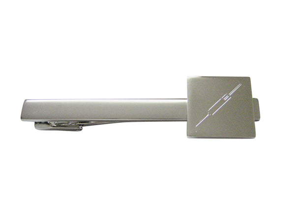 Silver Toned Etched Phlebotomist Hypodermic Needle Square Tie Clip