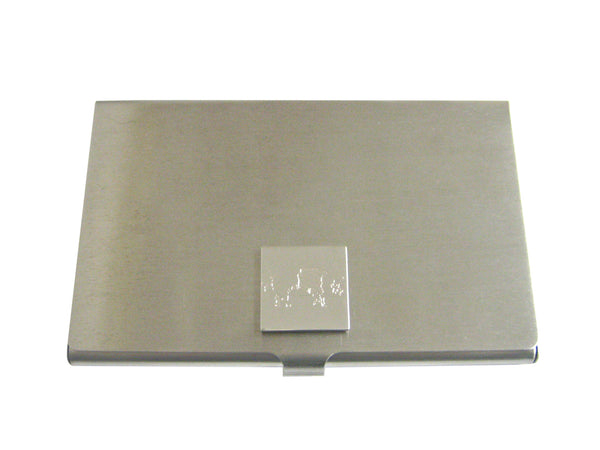 Silver Toned Etched Pig Business Card Holder
