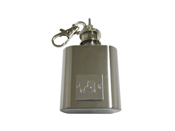 Silver Toned Etched Pig 1 Oz. Stainless Steel Key Chain Flask