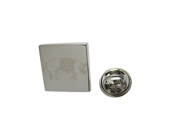 Silver Toned Etched Pig Lapel Pin
