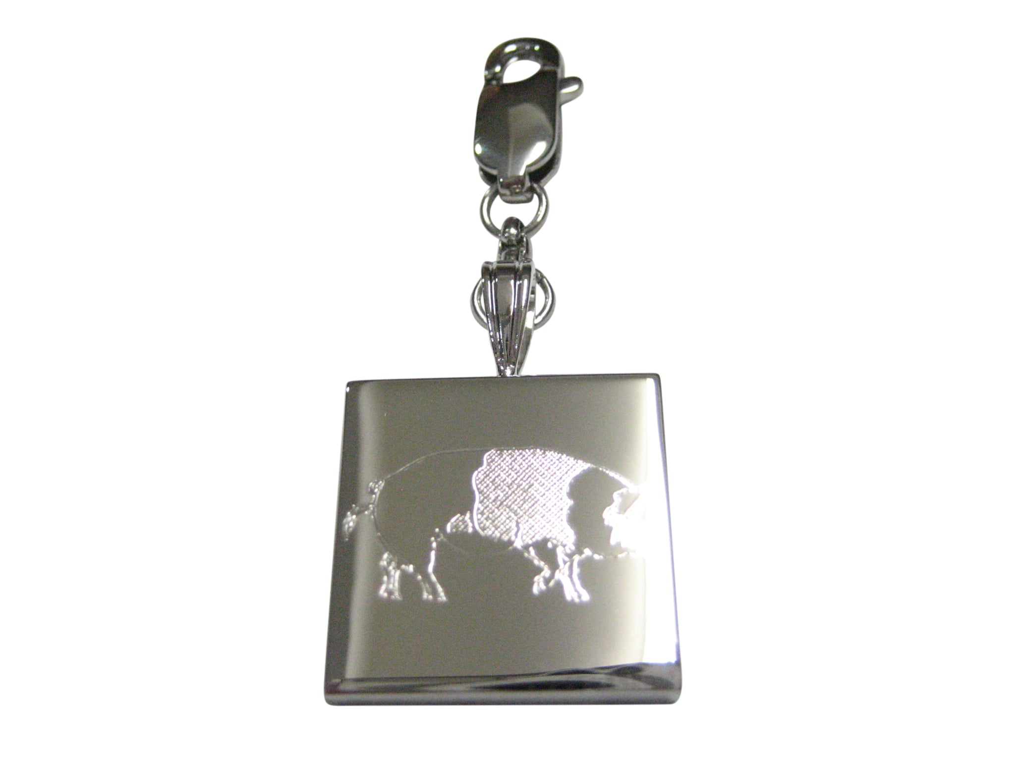 Silver Toned Etched Pig Pendant Zipper Pull Charm