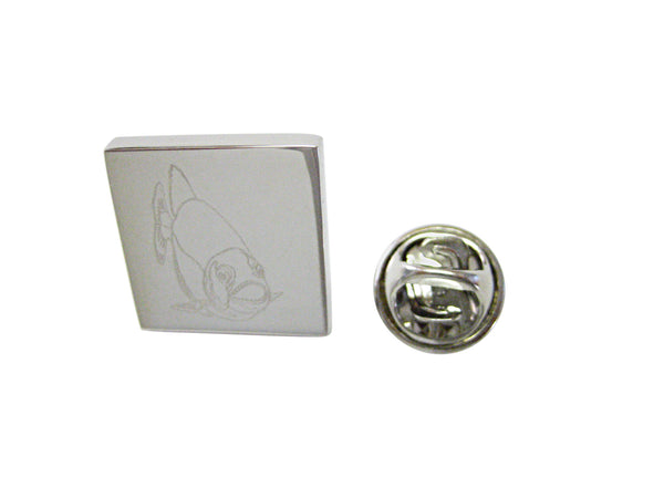 Silver Toned Etched Piranha Fish Lapel Pin