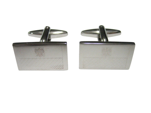 Silver Toned Etched Poland Flag Cufflinks