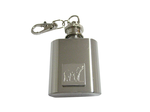 Silver Toned Etched Polar Bear 1 Oz. Stainless Steel Key Chain Flask