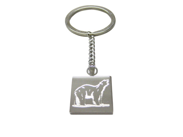 Silver Toned Etched Polar Bear Keychain