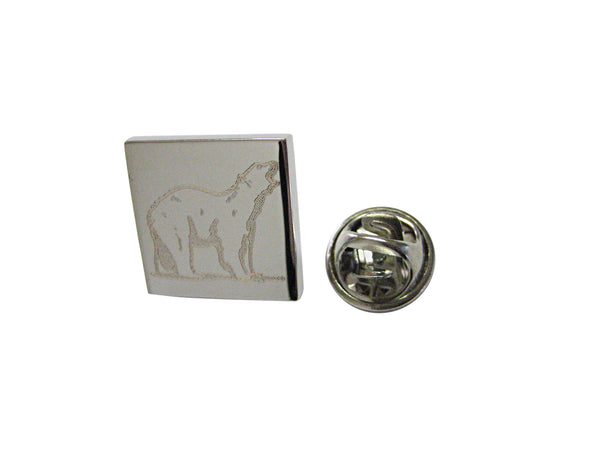Silver Toned Etched Polar Bear Lapel Pin
