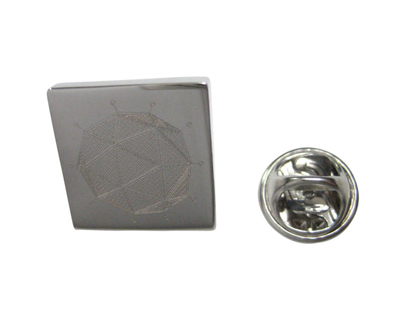 Silver Toned Etched Polyhedral Virus Lapel Pin