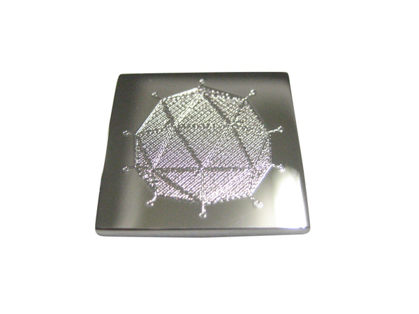 Silver Toned Etched Polyhedral Virus Magnet