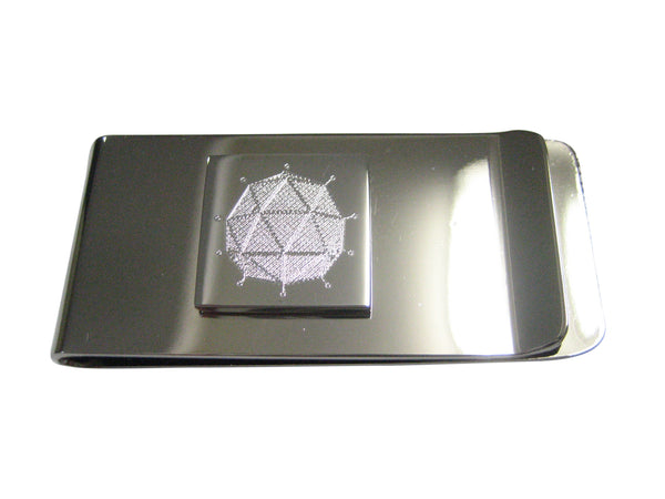 Silver Toned Etched Polyhedral Virus Money Clip