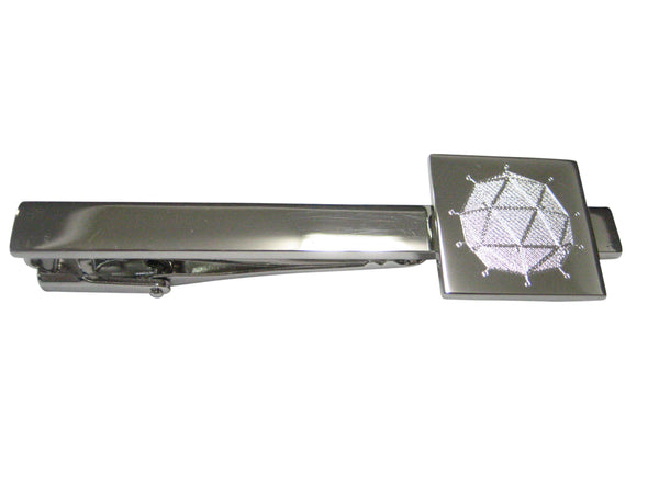Silver Toned Etched Polyhedral Virus Tie Clip