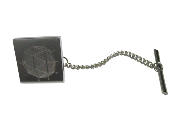 Silver Toned Etched Polyhedral Virus Tie Tack